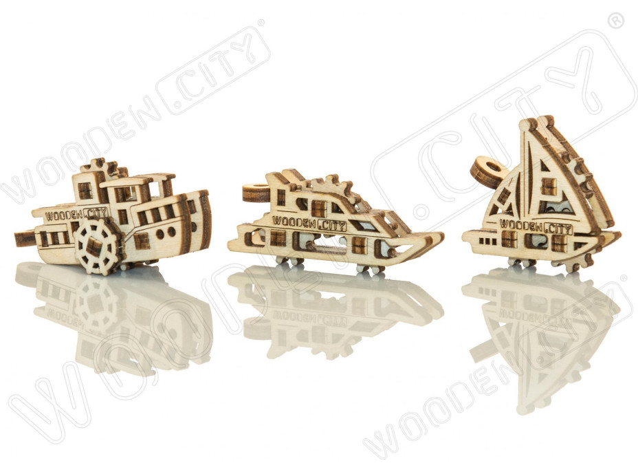 WOODEN CITY 3D puzzle mini sada Widgets: Lodě 28 dílků