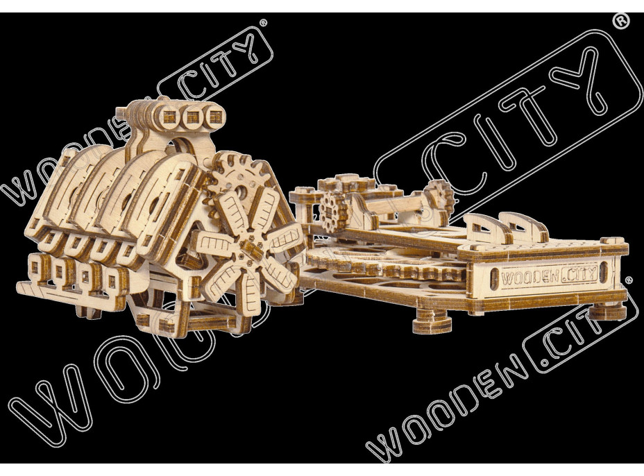 WOODEN CITY 3D puzzle Motor V8, 200 dílů