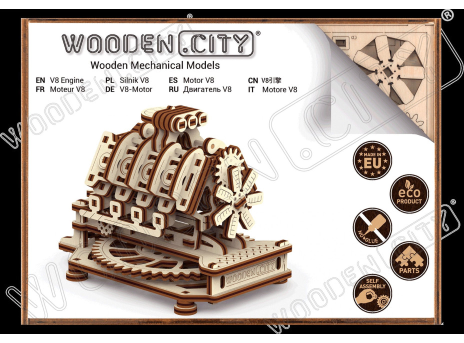 WOODEN CITY 3D puzzle Motor V8, 200 dílů