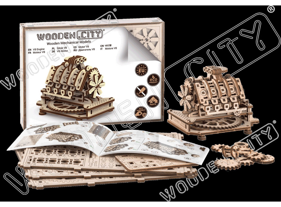 WOODEN CITY 3D puzzle Motor V8, 200 dílů