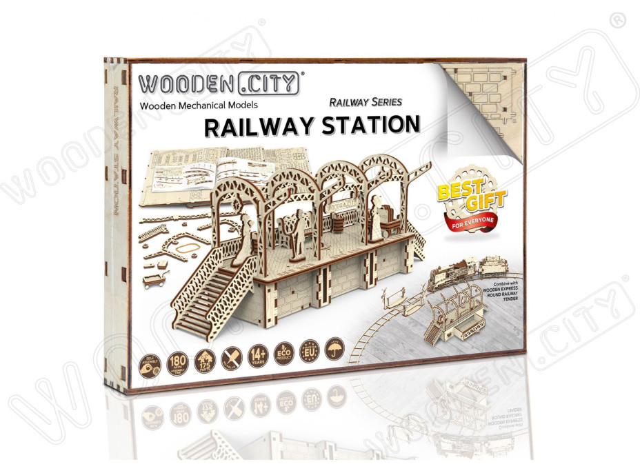 WOODEN CITY 3D puzzle Železniční stanice 175 dílů