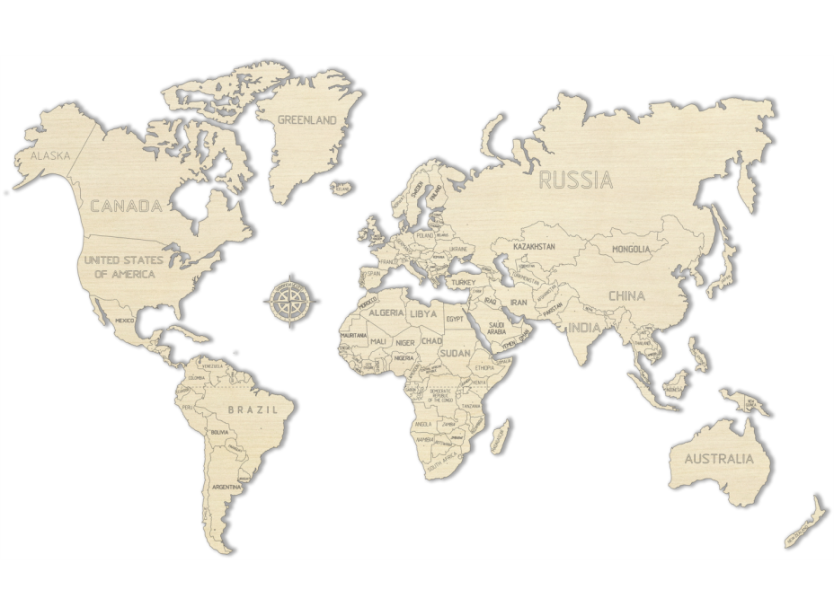 WOODEN CITY Dřevěná mapa světa velikost L (83x55cm)
