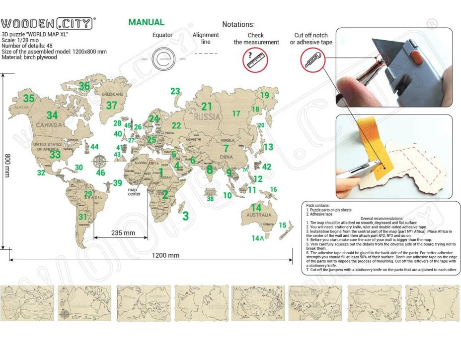 WOODEN CITY Dřevěná mapa světa velikost XL (120x80cm)