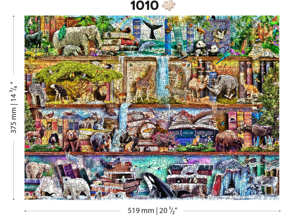 WOODEN CITY Dřevěné puzzle Úžasné království zvířat 2v1, 1010 dílků EKO