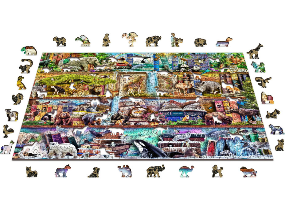 WOODEN CITY Dřevěné puzzle Úžasné království zvířat 2v1, 1010 dílků EKO