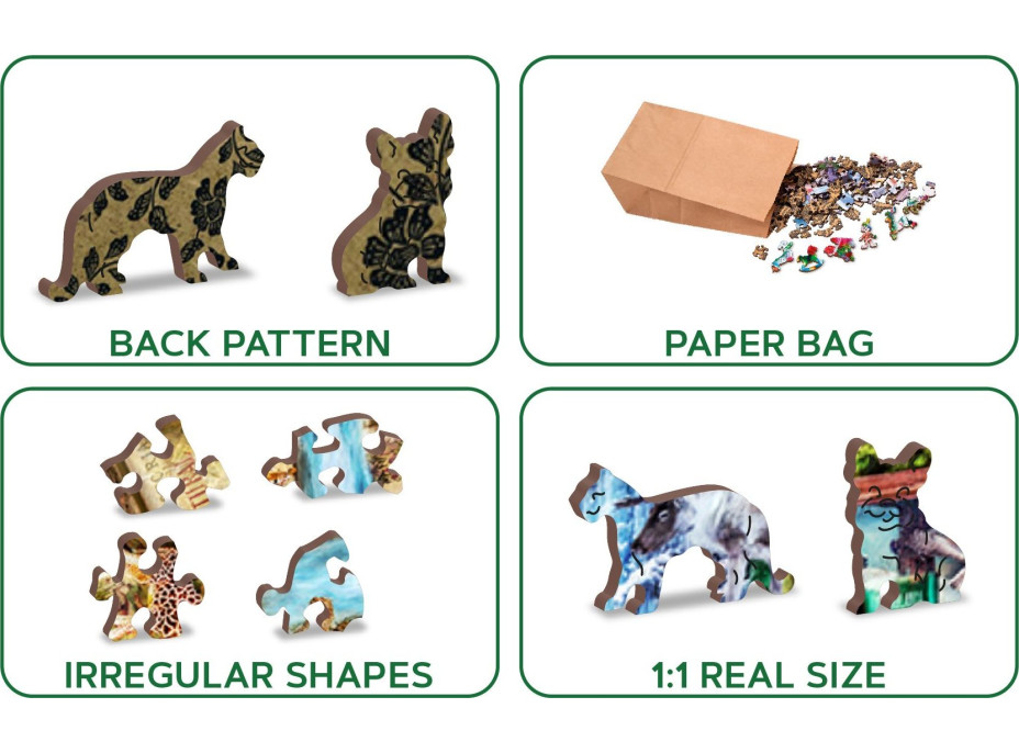 WOODEN CITY Dřevěné puzzle Úžasné království zvířat 2v1, 1010 dílků EKO