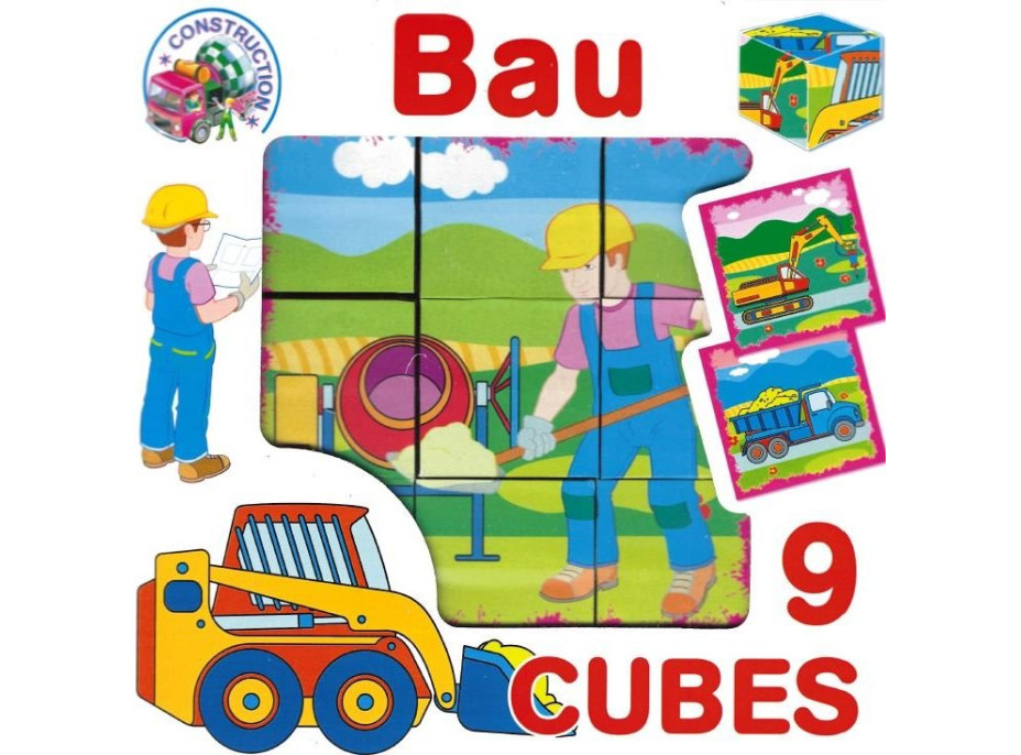 DOHÁNY Obrázkové kostky Stavba, 9 kostek