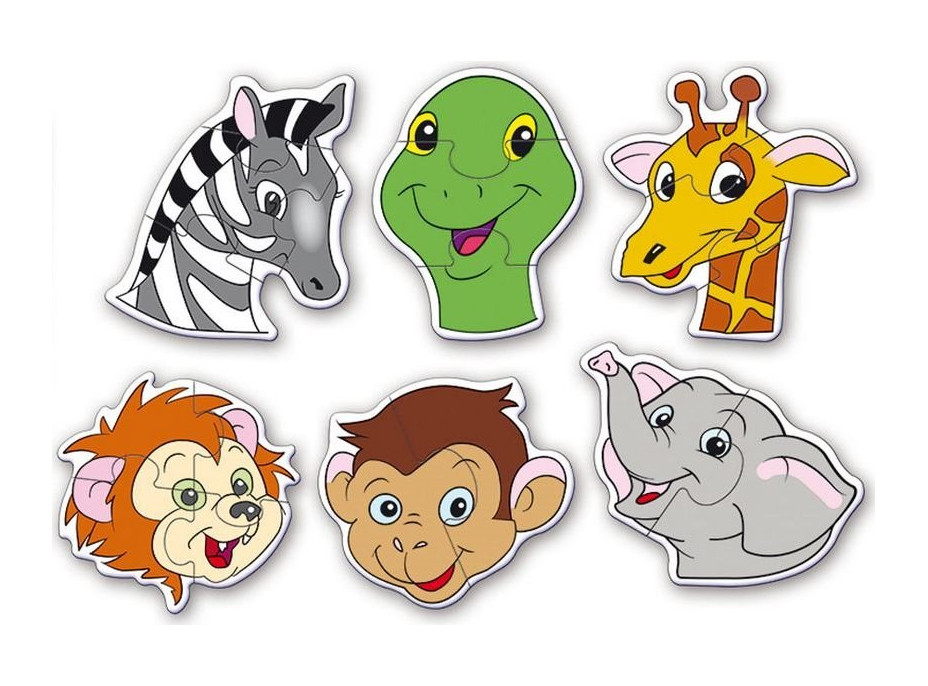 DOHÁNY Baby puzzle Zvířecí hlavičky - safari 6v1 (2-4 dílky)