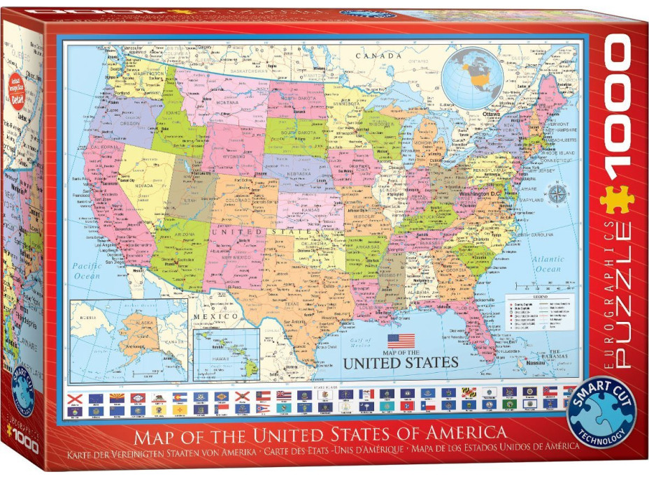EUROGRAPHICS Puzzle Politická mapa USA 1000 dílků