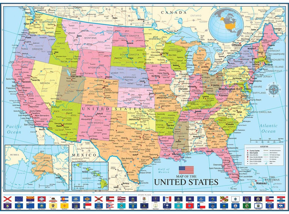 EUROGRAPHICS Puzzle Politická mapa USA 1000 dílků