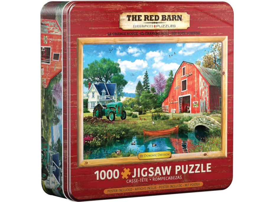 EUROGRAPHICS Puzzle v plechové krabičce Červená stodola 1000 dílků