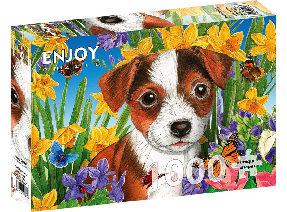 ENJOY Puzzle Štěňátko v zahradě 1000 dílků