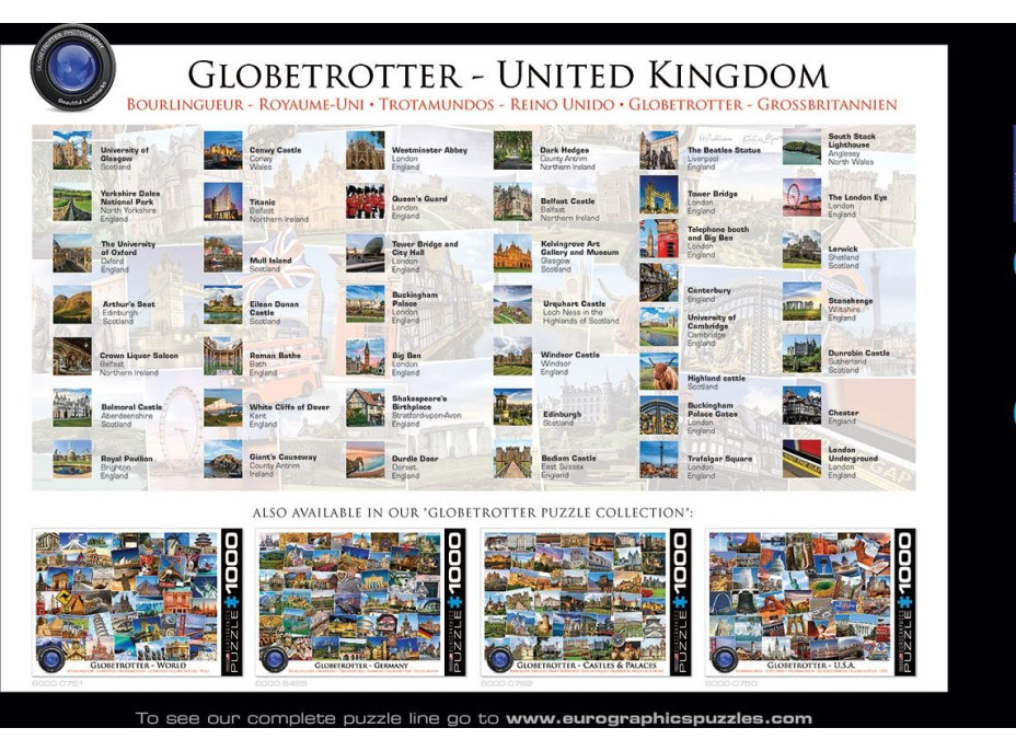 EUROGRAPHICS Puzzle Světoběžník - Velká Británie 1000 dílků