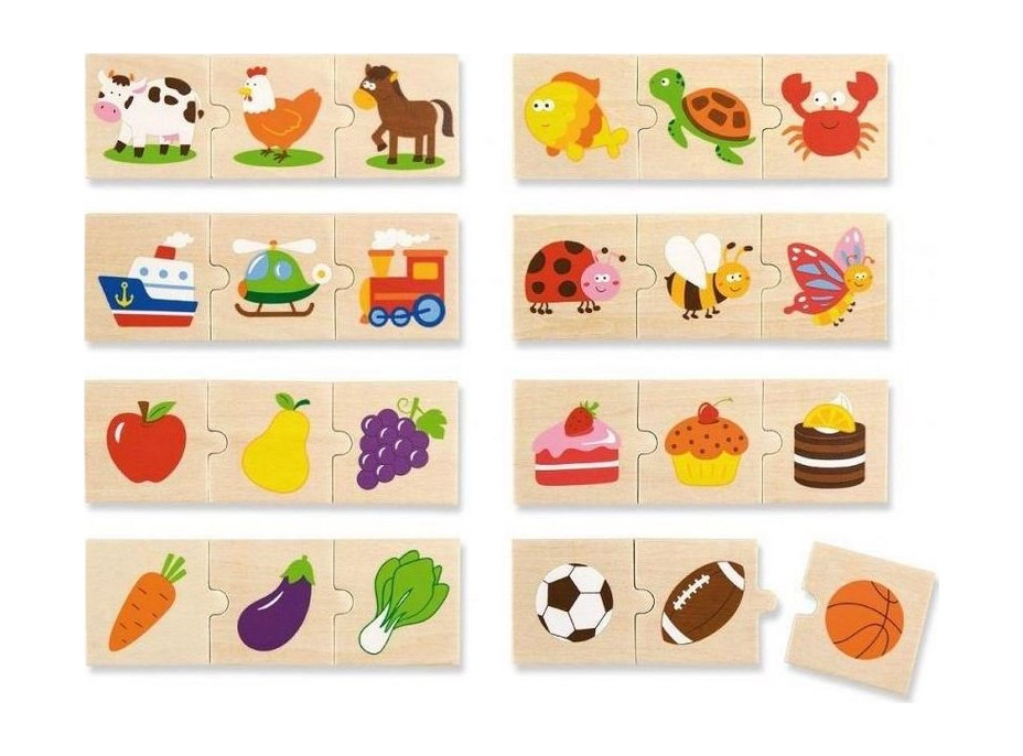 VIGA Dřevěné puzzle Souvislosti 8x3 dílky