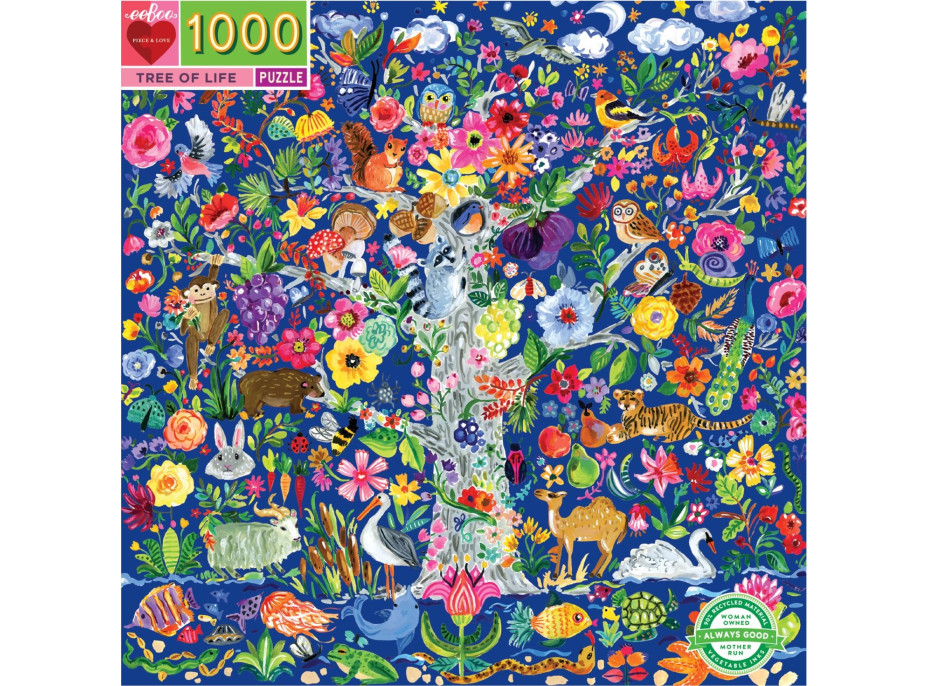 EEBOO Čtvercové puzzle Strom života 1000 dílků