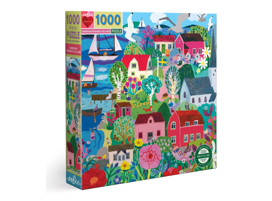 EEBOO Čtvercové puzzle Švédská rybářská vesnička 1000 dílků