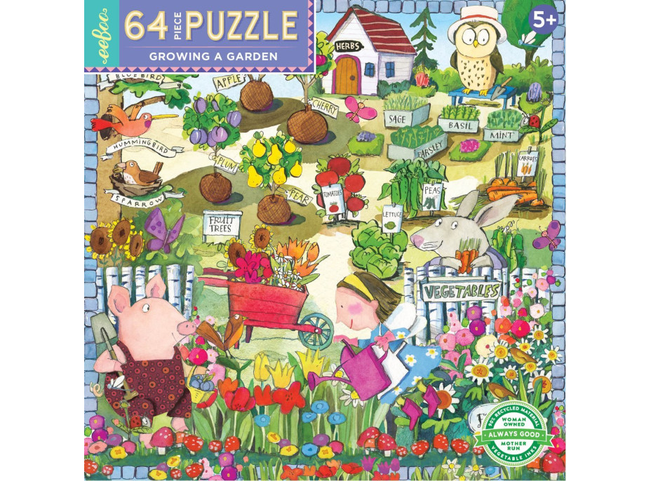 EEBOO Čtvercové puzzle Zahradničení 64 dílků