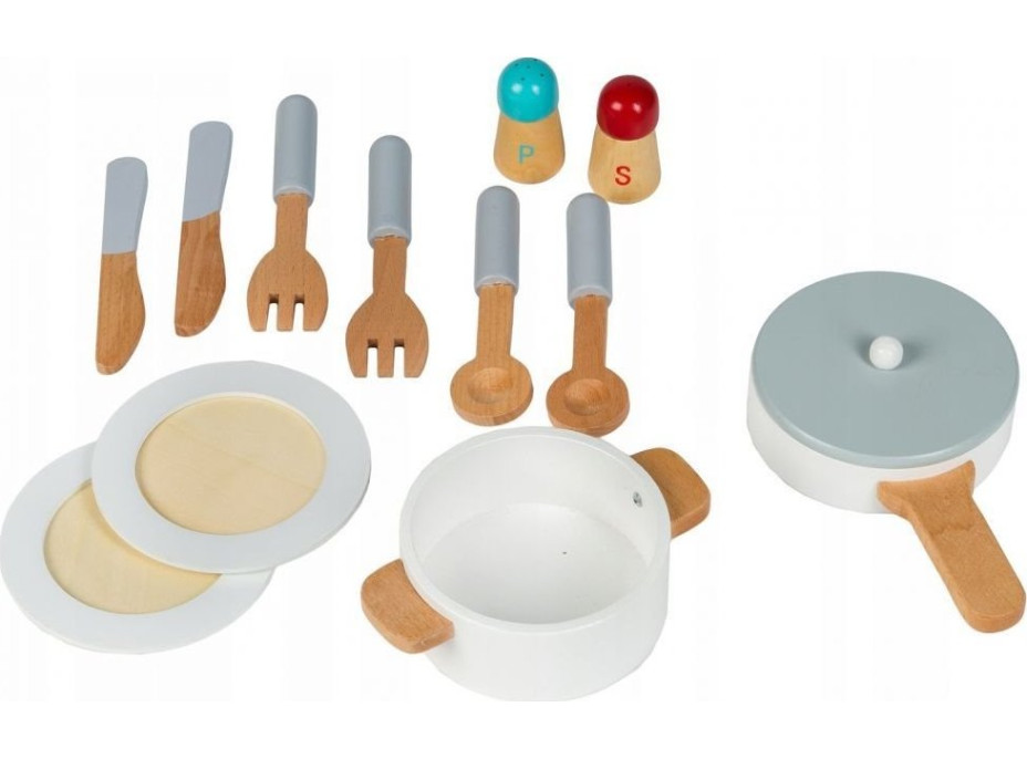 ECOTOYS Dřevěná kuchyňka bílo-hnědá