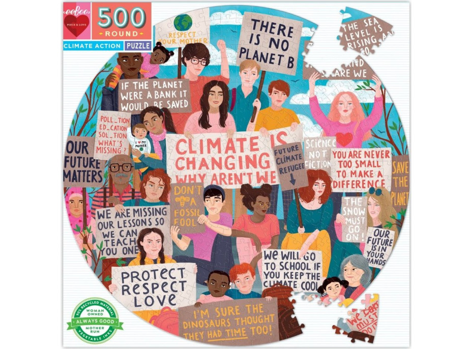 EEBOO Kulaté puzzle Chraňte klima naší planety 500 dílků