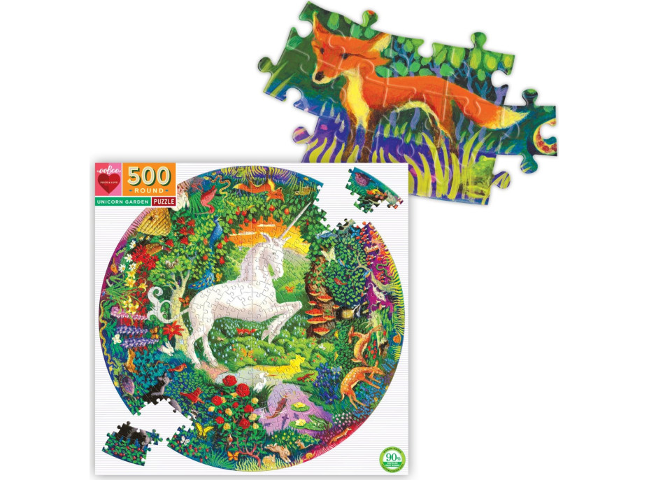 EEBOO Kulaté puzzle Jednorožec 500 dílků