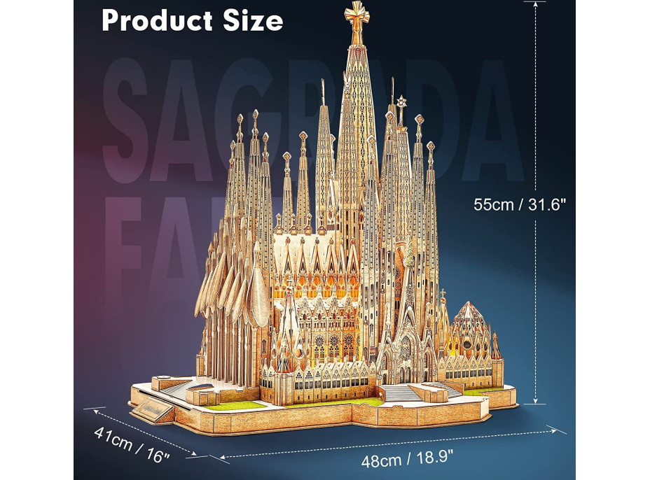 CUBICFUN Svítící 3D puzzle Sagrada Família 696 dílků