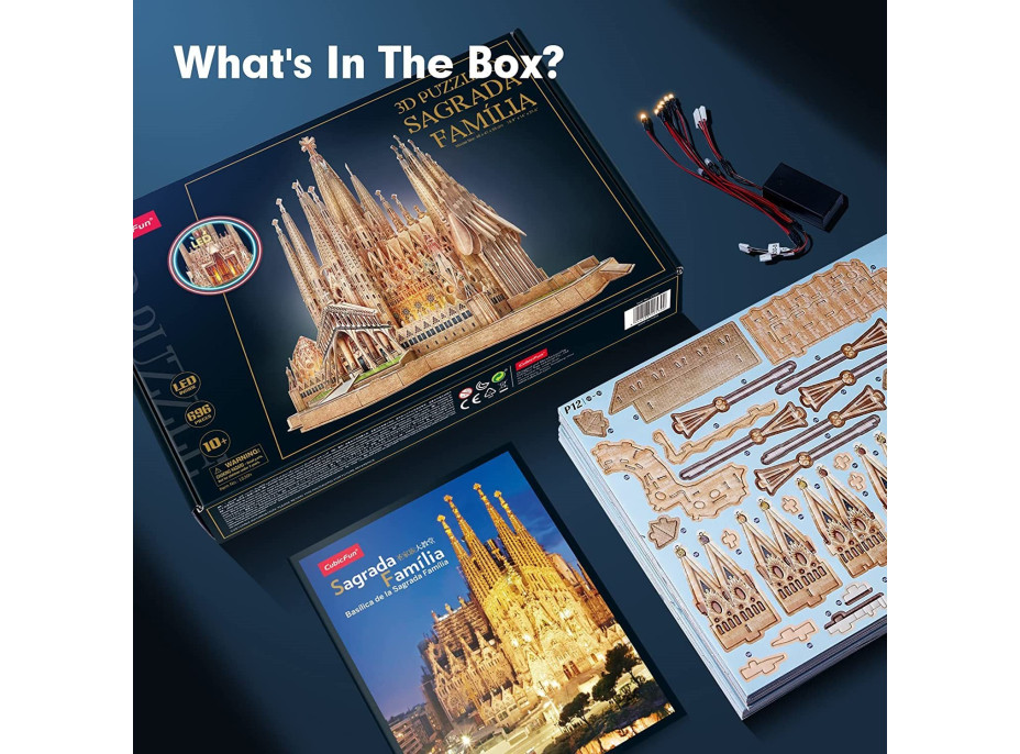 CUBICFUN Svítící 3D puzzle Sagrada Família 696 dílků