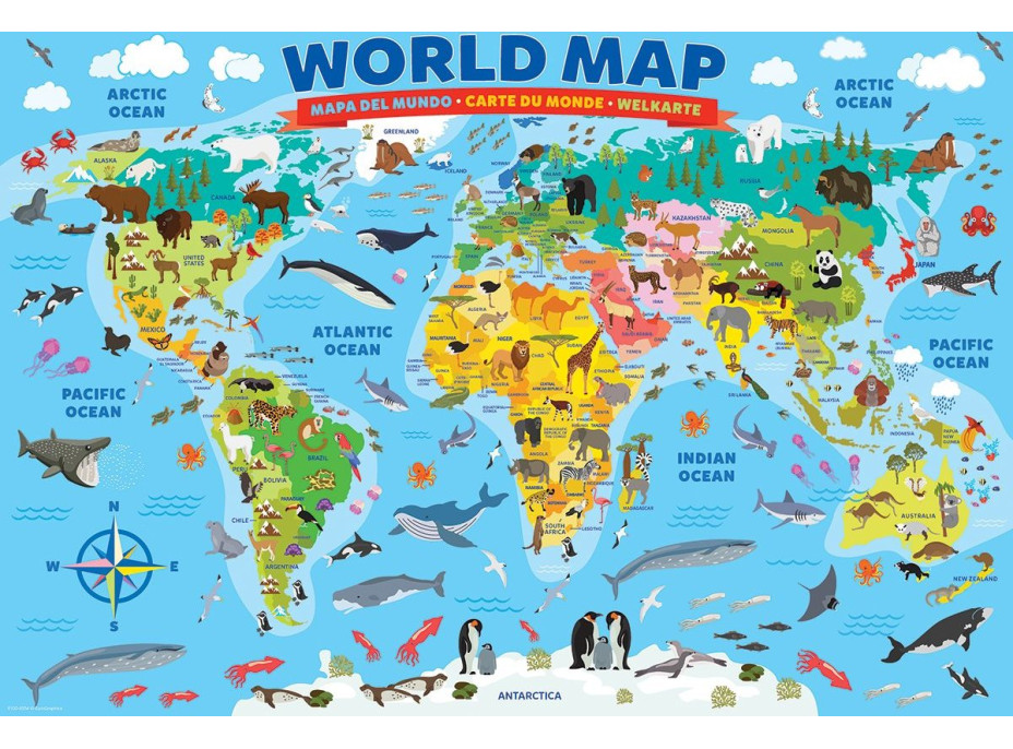 EUROGRAPHICS Puzzle Ilustrovaná mapa světa 100 dílků