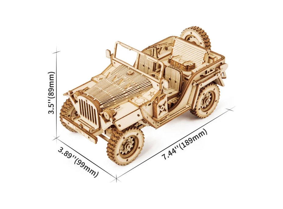 ROBOTIME Rokr 3D dřevěné puzzle Vojenský džíp 369 dílků