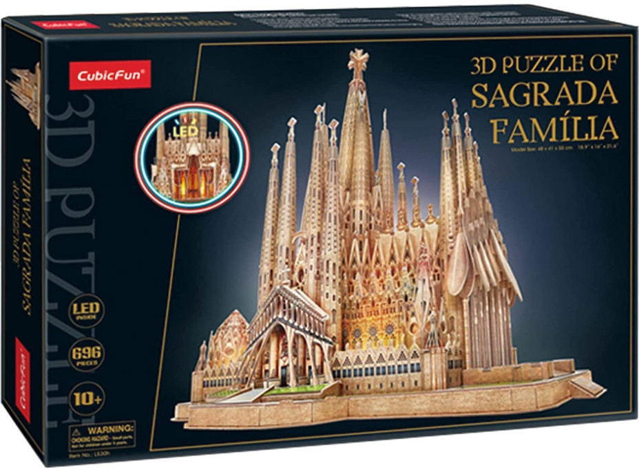 CUBICFUN Svítící 3D puzzle Sagrada Família 696 dílků