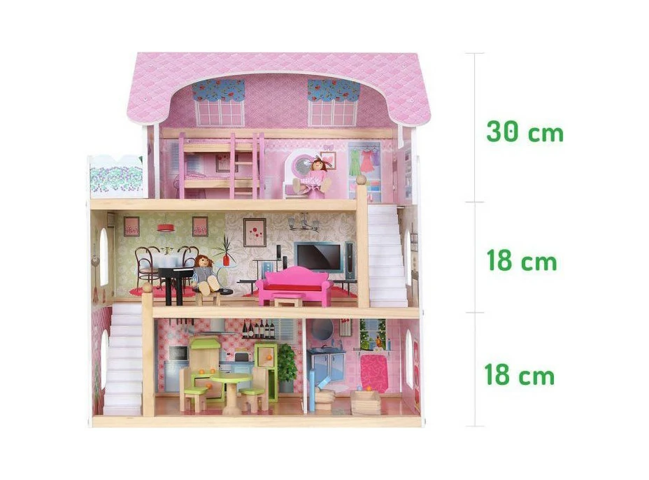 ECOTOYS Domeček pro panenky Pohádková rezidence s vybavením