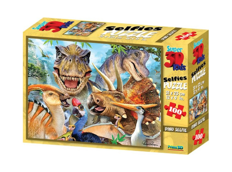 PRIME 3D Puzzle Dinosauří selfie 3D 100 dílků