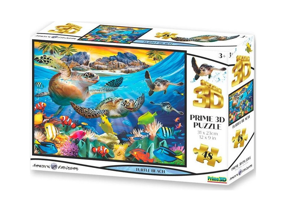 PRIME 3D Puzzle Želví pláž 3D 48 dílků