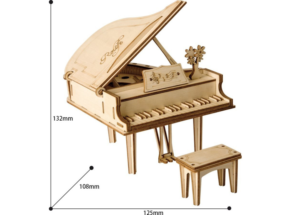 ROBOTIME Rolife 3D dřevěné puzzle Klavír 74 dílků