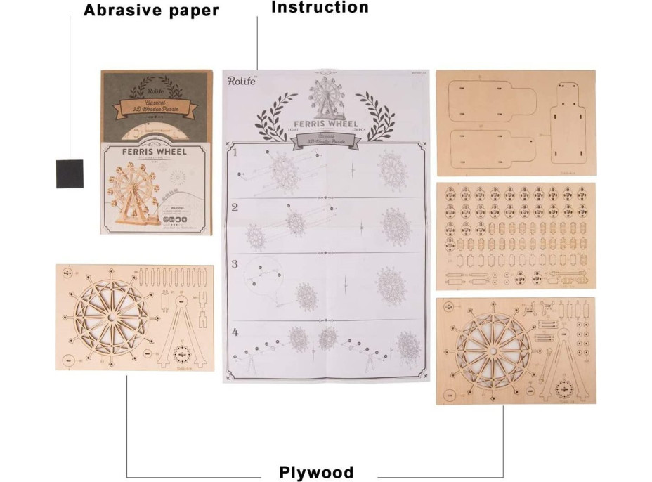 ROBOTIME Rolife 3D dřevěné puzzle Ruské kolo 120 dílků