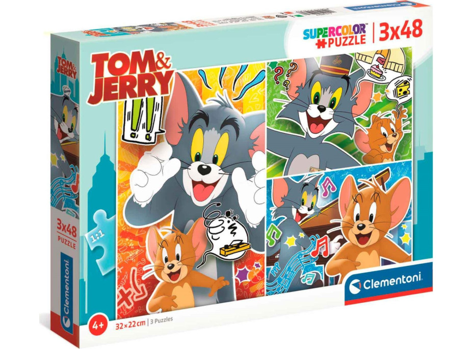 CLEMENTONI Puzzle Tom a Jerry 3x48 dílků