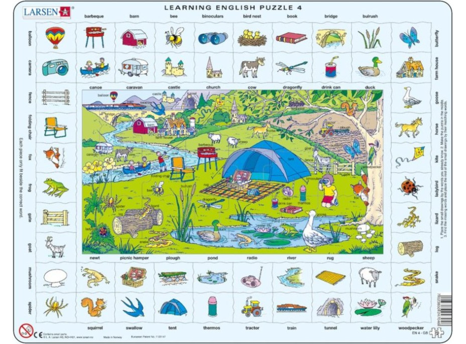 LARSEN Puzzle Angličtina 4: Prázdniny na venkově 70 dílků