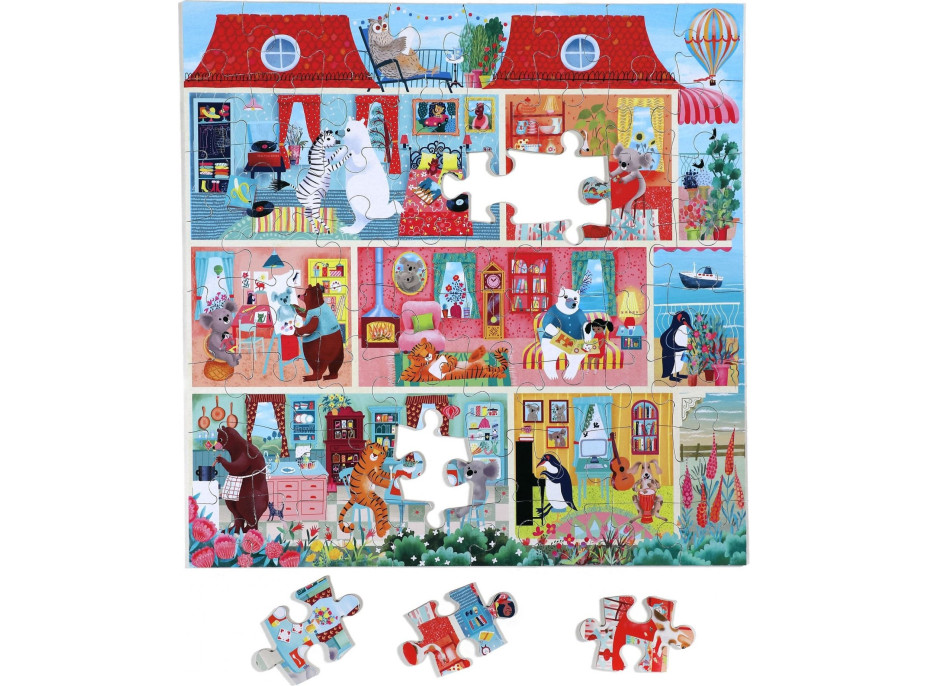 EEBOO Čtvercové puzzle Koala House Party 64 dílků