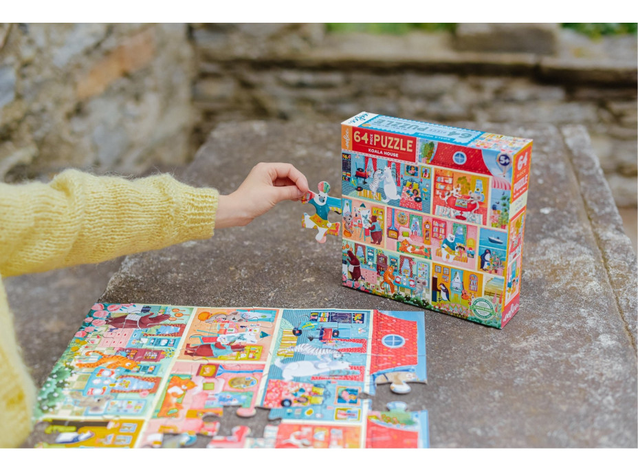 EEBOO Čtvercové puzzle Koala House Party 64 dílků