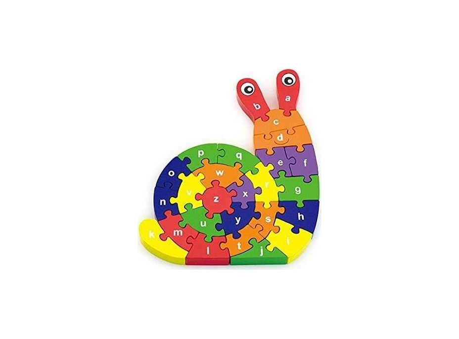 VIGA Dřevěné puzzle Šnek s abecedou
