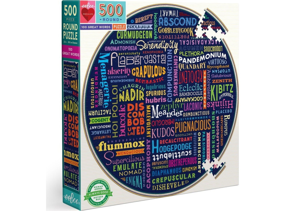 EEBOO Kulaté puzzle 100 skvělých slov 500 dílků