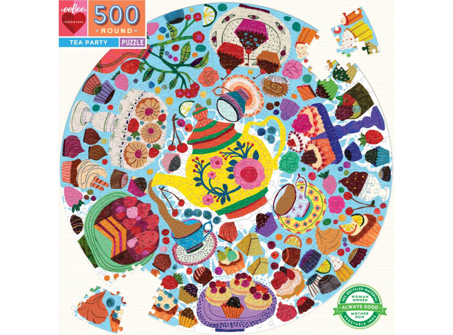 EEBOO Kulaté puzzle Čajová párty 500 dílků