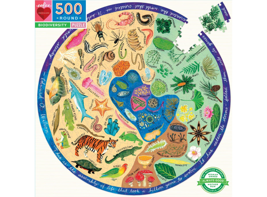 EEBOO Kulaté puzzle Rozmanitost přírody 500 dílků