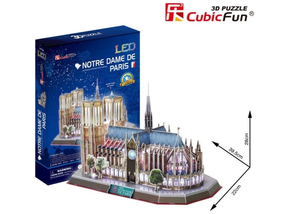 CUBICFUN Svítící 3D puzzle Notre Dame 149 dílků