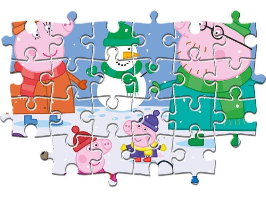 CLEMENTONI Puzzle Prasátko Peppa: Zima MAXI 104 dílků