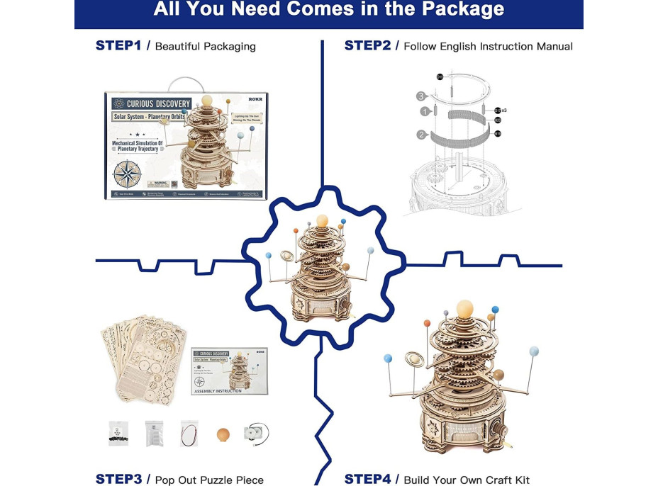 ROBOTIME Rokr 3D dřevěné puzzle Sluneční soustava 316 dílků