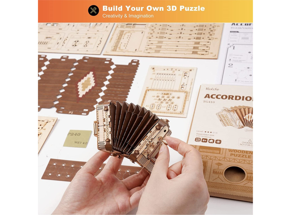 ROBOTIME Rolife 3D dřevěné puzzle Akordeon 156 dílků