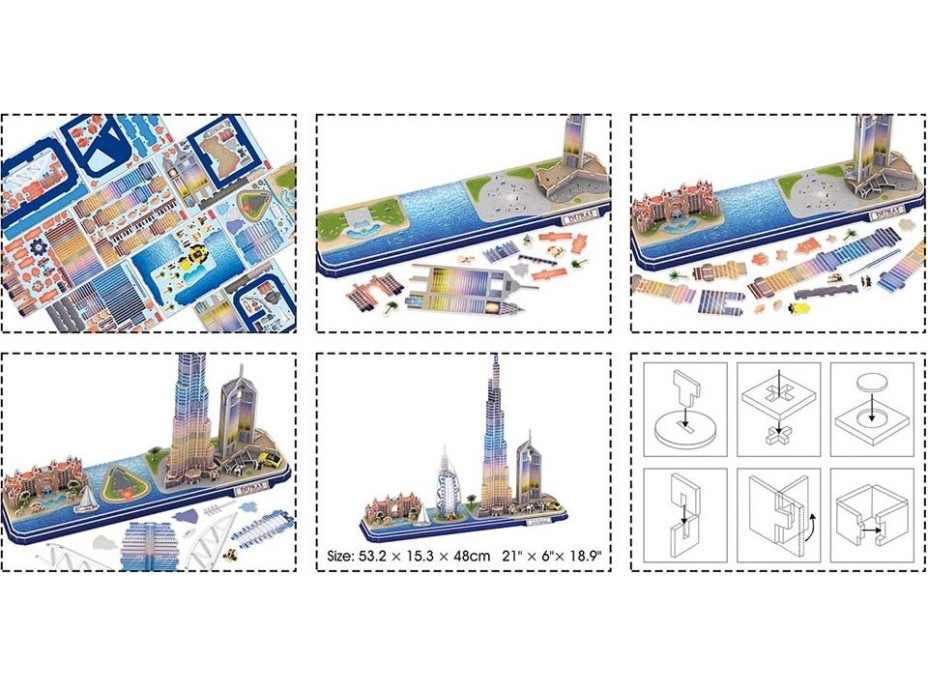 CUBICFUN Svítící 3D puzzle CityLine panorama: Dubaj 182 dílků
