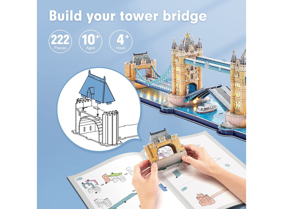 CUBICFUN Svítící 3D puzzle Tower Bridge 222 dílků