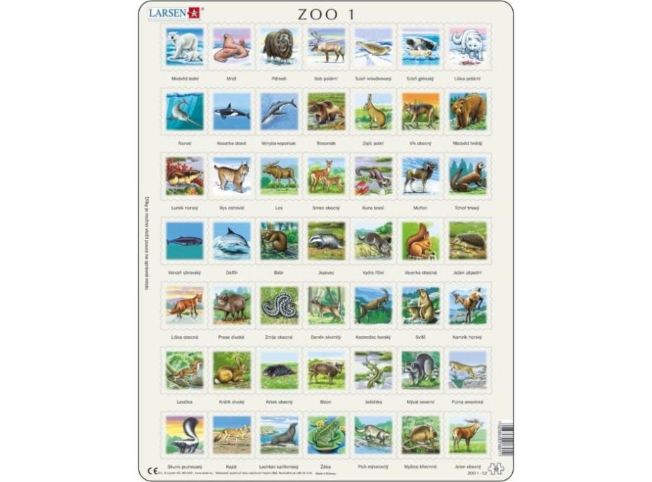 LARSEN Puzzle Zvířata severní polokoule (ZOO 1) 49 dílků