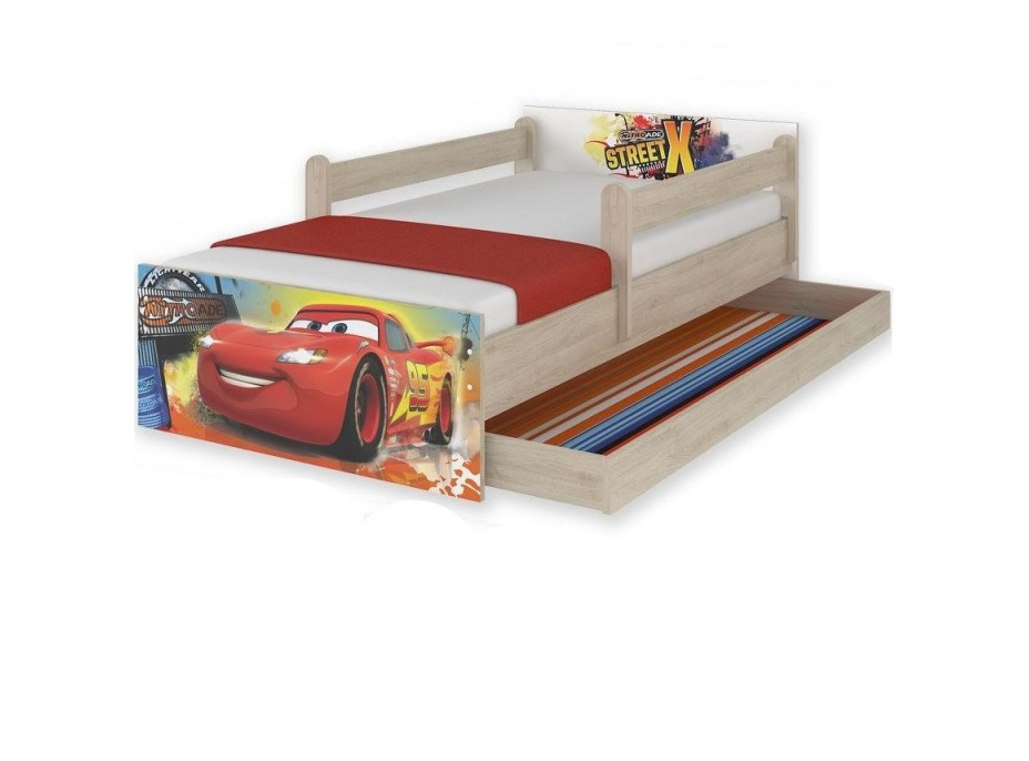 Dětská postel MAX Disney - AUTA 160x80 cm - SE ŠUPLÍKEM